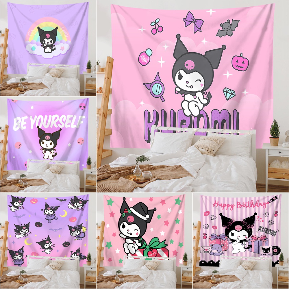 Dễ Thương Băng Dính polyester Hình kuromi Hoạt Hình Treo Tường Trang Trí Phòng Ngủ (Có Kẹp)