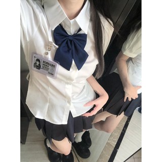 Áo sơ mi nữ ngắn tay dáng ôm thời trang mùa Preppy buộc dây JK