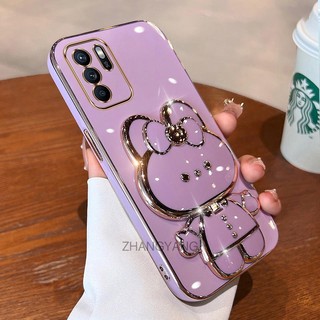 ốp lưng oppo reno 6 4g reno 6 5g reno 6z 5g Ốp Điện Thoại TPU Silicon Mềm Mạ Điện Gắn Gương Trang Điểm Hình Thỏ 3D Cho oppo reno 6 4g reno 6 5g reno 6z 5g