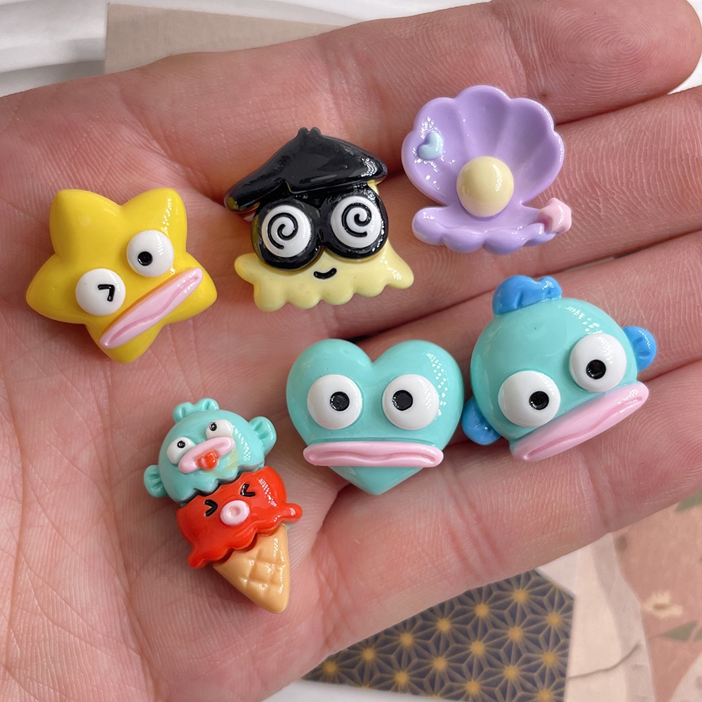 Phụ kiện khóa giày hoa lỗ, ngọc trai biển, charm cá, tháo rời, DIY, phụ kiện mũ, bông tai, trang trí xe