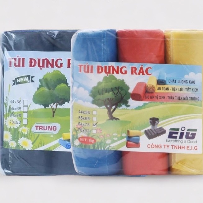 Túi đựng rác 3 Cuộn/ 1Kg sinh học tự phân hủy cỡ nhỏ, trung, đại loại ...