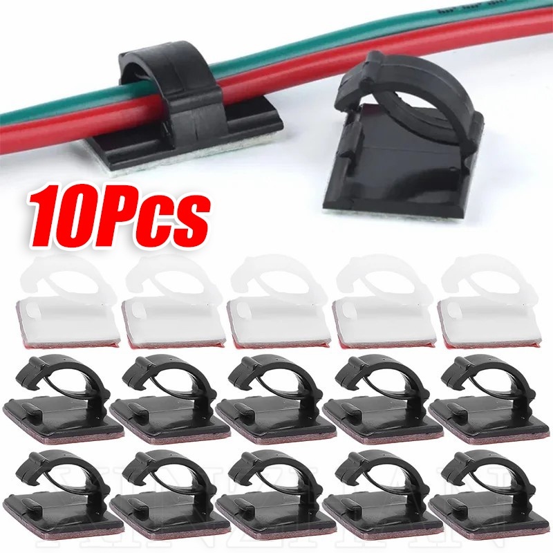 Bộ 10 Kẹp Cố Định Dây Cáp / Bảng Điều Khiển Xe Hơi Đa Năng Màu Trắng Đen