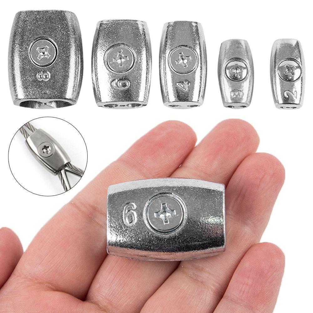 HIGHVIEWLS 1 Dây tay áo, Kẹp cáp hợp kim kẽm 2 / 3 / 4 / 6 / 8mm, Phần cứng bạc Đôi lỗ kẹp dây Ferrules Dây thép