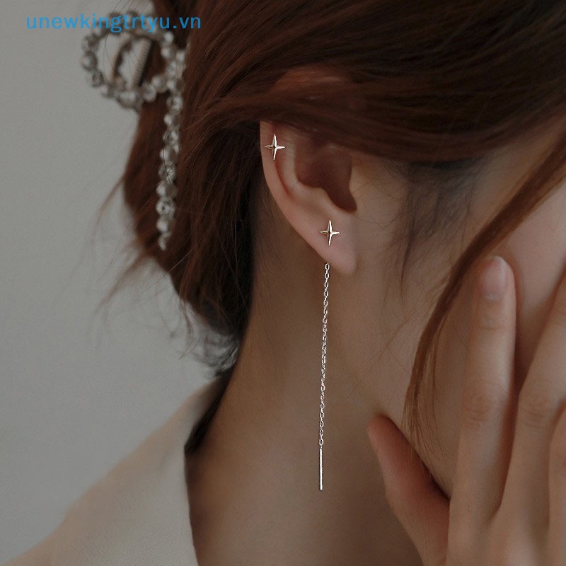 Unewtyu Xu Hướng Dây Dài sel Sợi Dây Leo Ngôi Sao Mặt Dây Thả Bông Tai Nữ Thẳng Bông Tai Trang Sức VN