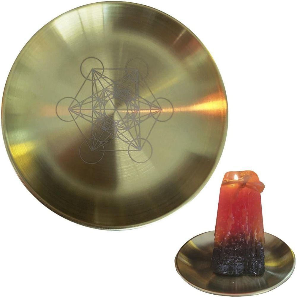 Đĩa chân nến SAIA, Thép không gỉ Phù thủy Đồ dùng Wiccan Khay nến, Dễ dàng làm sạch Metatron Dowsing Bói toán Pentagram Tấm Altar Cầu nguyện