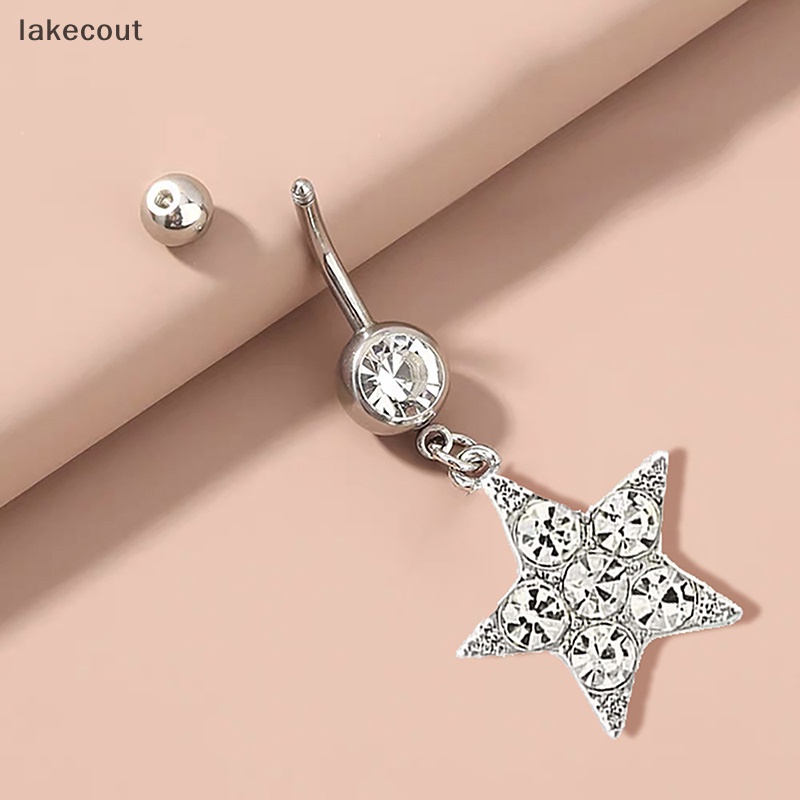 Lat Khuyên Rốn Bằng Thép Không Gỉ Hình Trái Tim Mặt Trăng Đính Đá zircon Lủng Lẳng Khuyên Rốn Cho Nữ hye