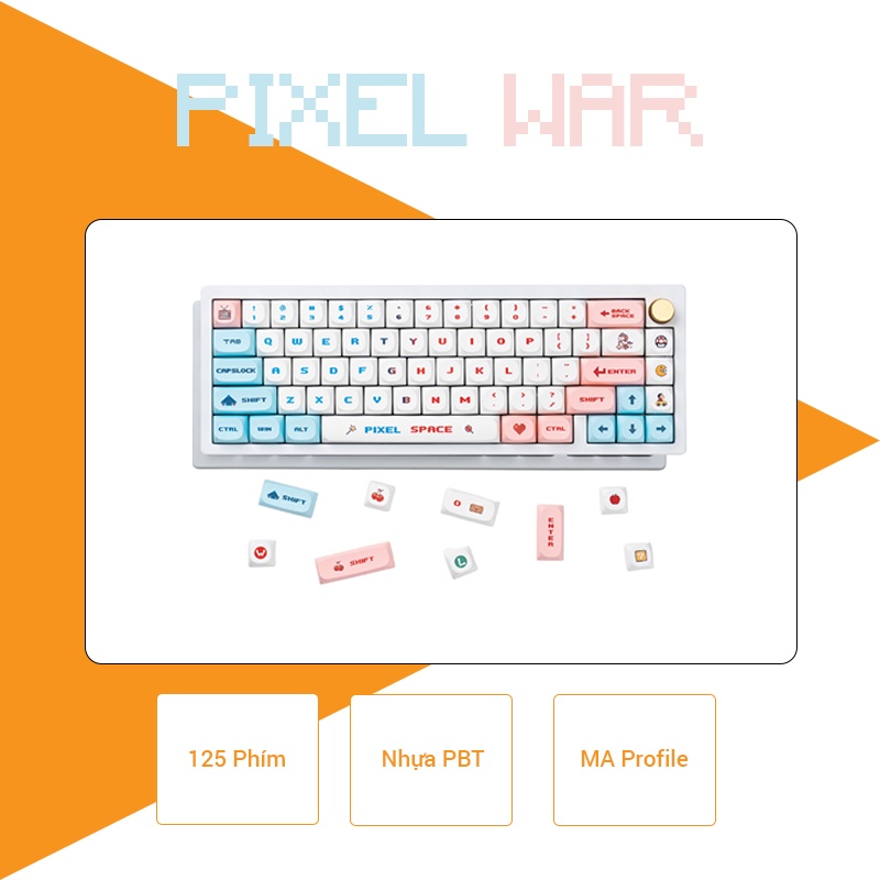 Bộ keycaps Pixel Wars 125 Phím | MA Profile | Chất liệu PBT | Keycaps ...