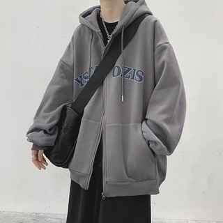 Áo khoác hoodie nam có mũ dây kéo phong cách Mỹ xuân thu hợp thời trang retro đa năng áo khoác thể thao