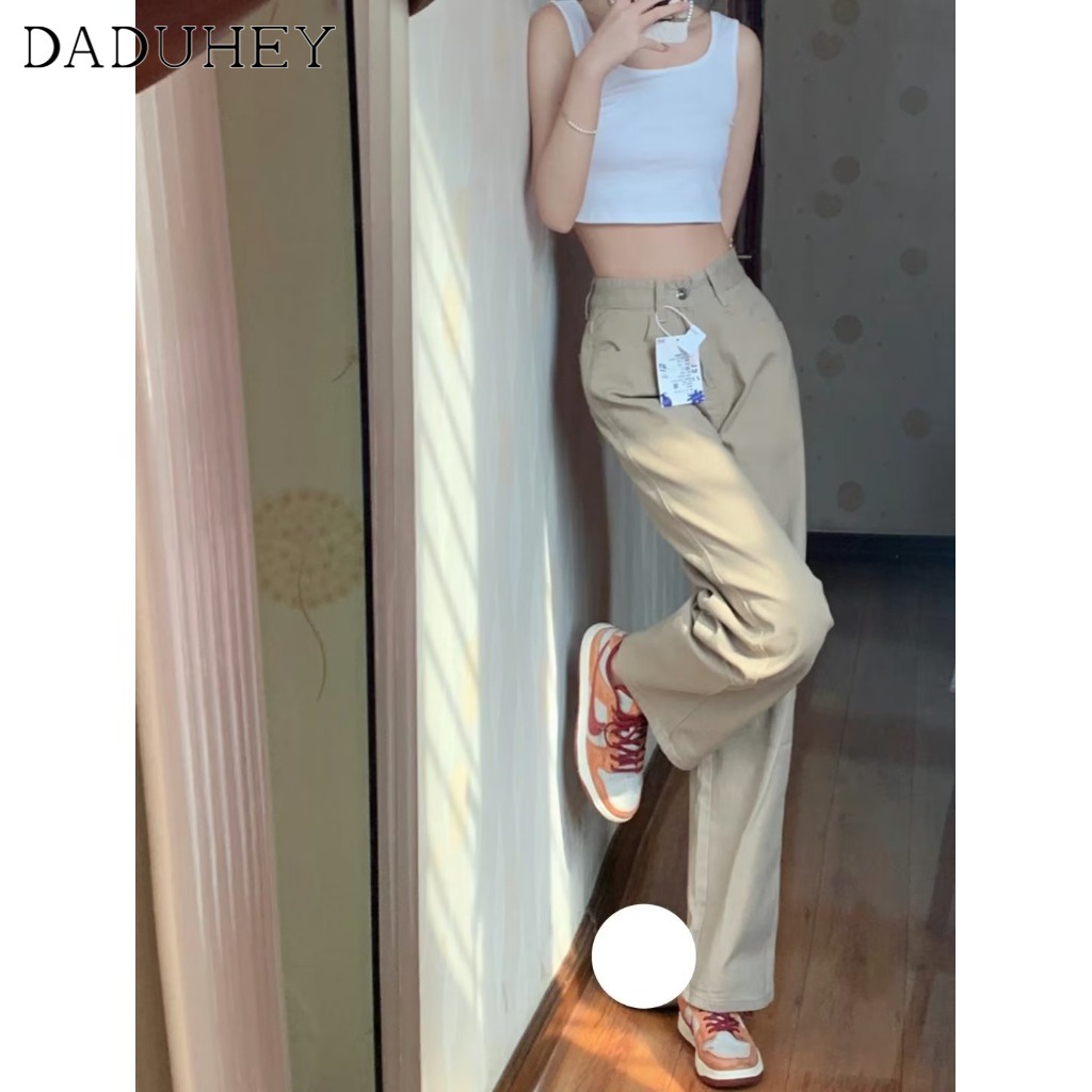 Ảnh DaDuHey New American Ins High Street Khaki Casual Pants Niche High Waist Loose Wide Leg Pants plus Size Trousers 2