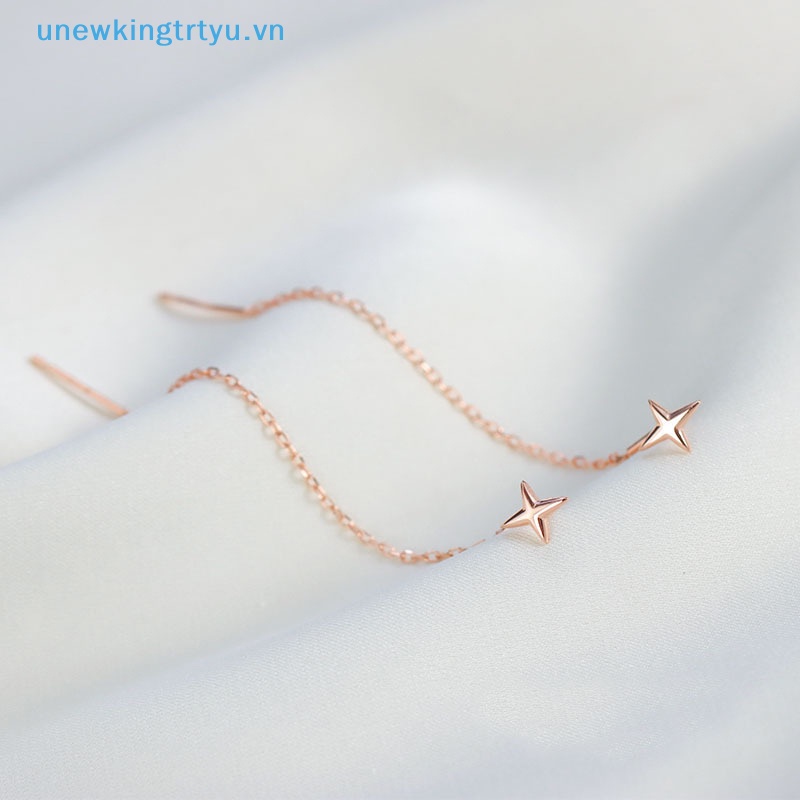 Unewtyu Xu Hướng Dây Dài sel Sợi Dây Leo Ngôi Sao Mặt Dây Thả Bông Tai Nữ Thẳng Bông Tai Trang Sức VN