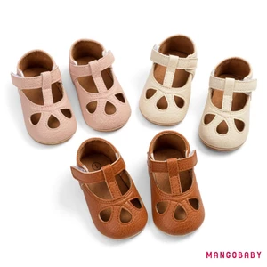 Mg-baby Màu Trơn PU Giày Da Chống Trơn Trượt Đế Mềm Giày Công Chúa Tập Đi Rỗng Đầu Tiên Giày Đi Bộ