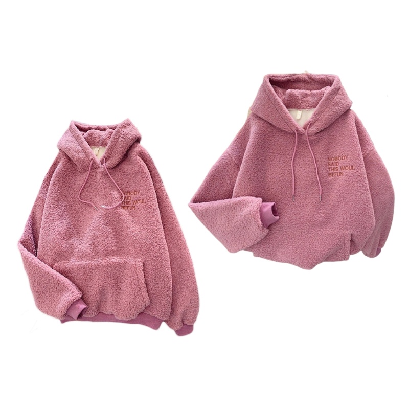 Dasbsug Áo khoác dài tay ấm áp dày Áo len lông cừu Casuall dáng rộng vừa vặn Áo Hoodie