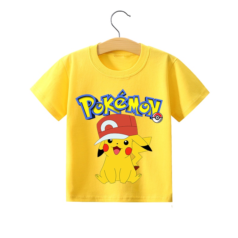 Áo Thun cotton Tay Ngắn In Hình pokemon pikachu Thời Trang Mùa Hè Cho Bé Trai