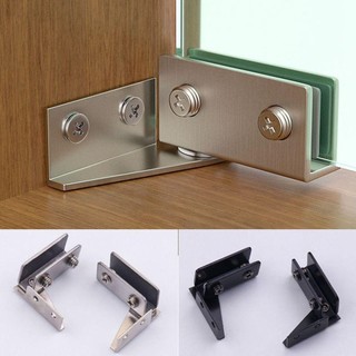 NOTE1 2 Bản Lề Cửa Kính, Kẹp Không Khung Gắn Bên Hợp Kim Kẽm, Tự Đóng Không Khoan Nội Thất Cửa Tủ Bản Lề Tủ Kính