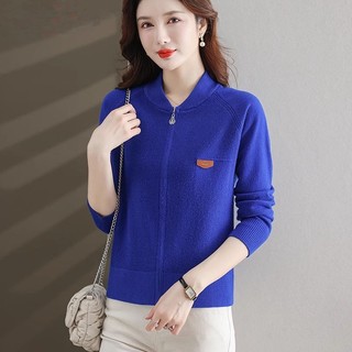 Áo Khoác cardigan Dệt Kim Tay Dài Cổ Đứng Có Khóa Kéo Phong Cách Phương Tây Thời Trang Mùa Thu 2023 Cho Nữ