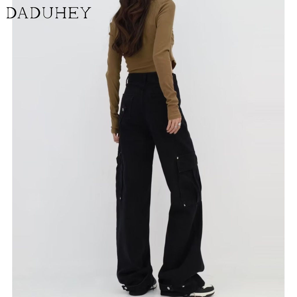 Ảnh DaDuHey New American Ins High Street Retro Casual Pants Niche High Waist Loose Wide Leg Pants Large Size Trousers 3