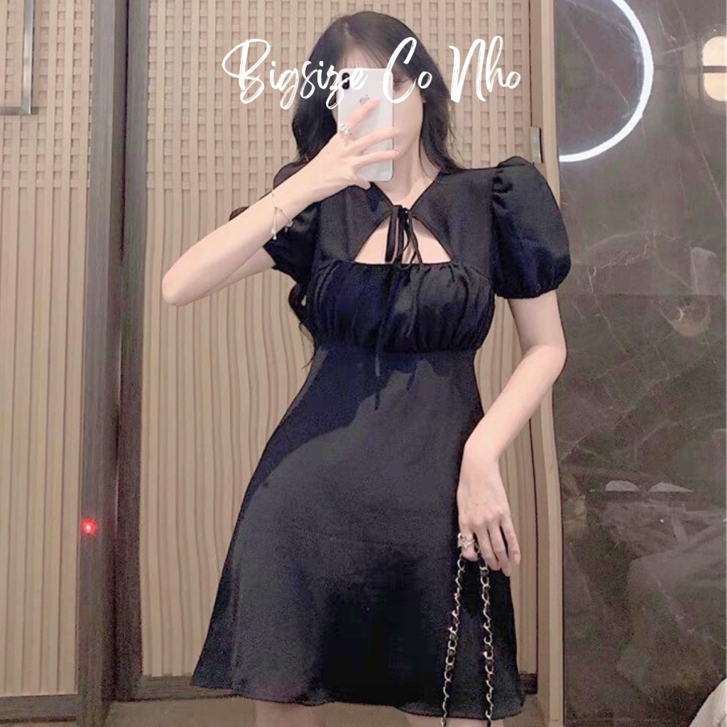 Đầm Thiết Kế Bigsize Nữ Tay Bồng Dây Thắt Nơ Xinh Xắn Vải Mềm Mát Lên Phom Dễ Thương DTK9