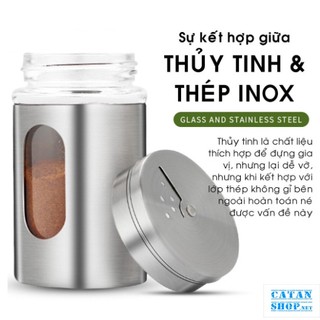 Lọ đựng tiêu bằng thủy tinh bọc inox, hũ gia vị, lọ đựng tăm nắp inox 100ml hàng dày dặn cao cấp GD756-LoTieu