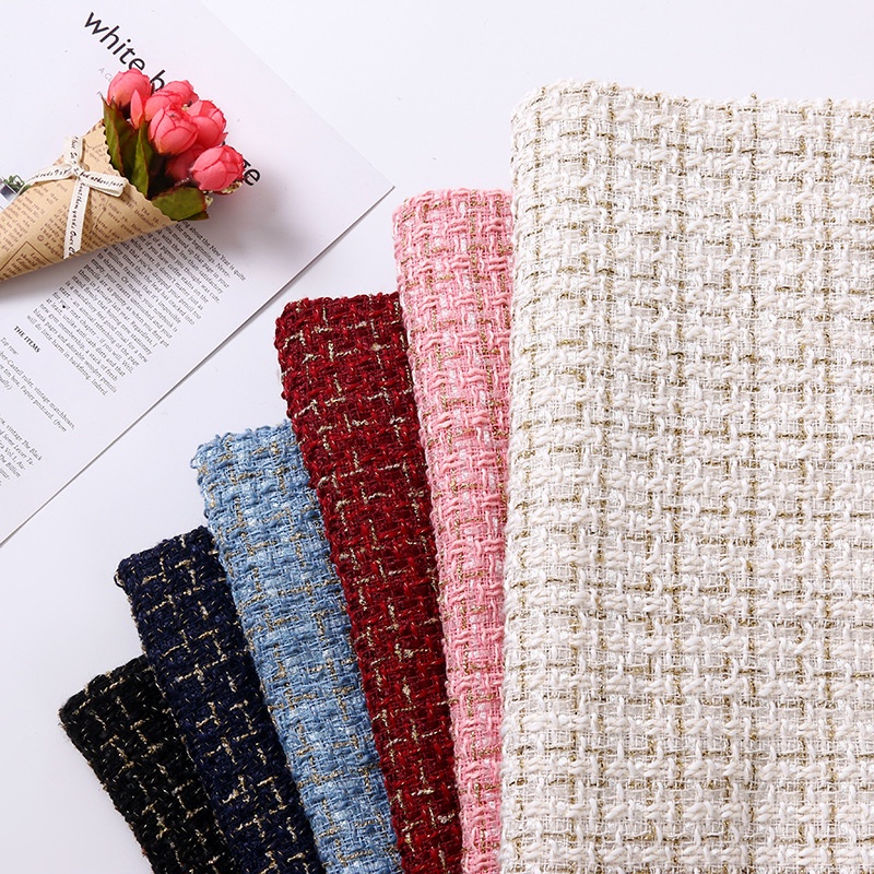 Vải Tweed Lưới 45x150cm - Lụa Vàng Len, Chất Liệu DIY Cho Áo Khoác Nữ TJ20845