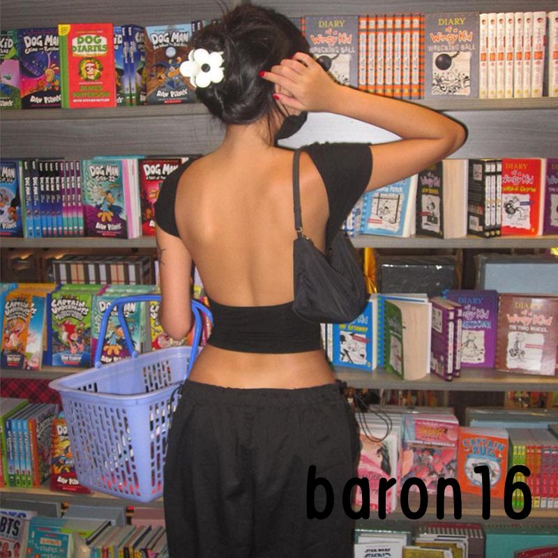 Áo Thun croptop Tay Ngắn Hở Lưng Dáng Thời Trang Mùa Hè Rũ Cho Nữ