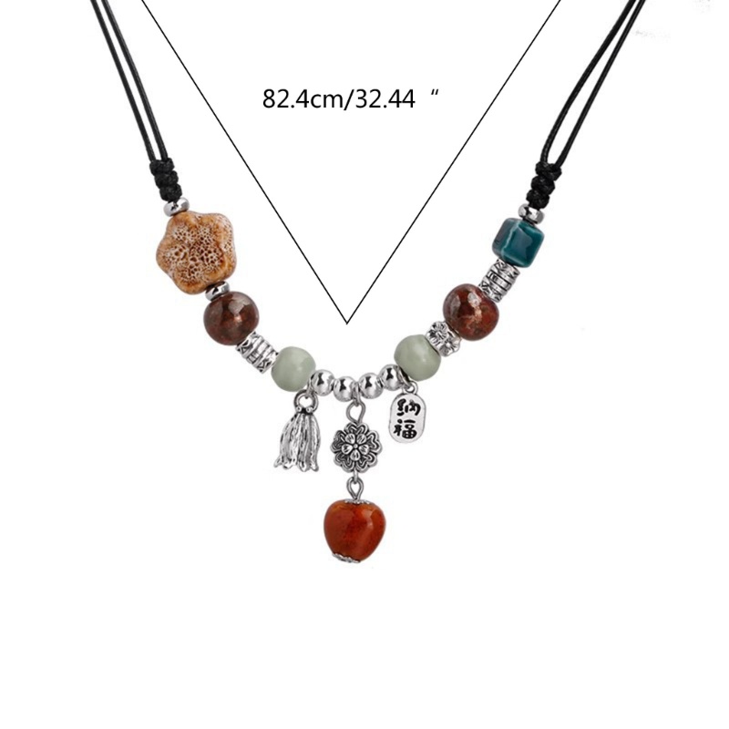 ❀❀Fine Vòng cổ Dân Tộc bohemian Đính Hạt Gốm Có Thể Điều Chỉnh