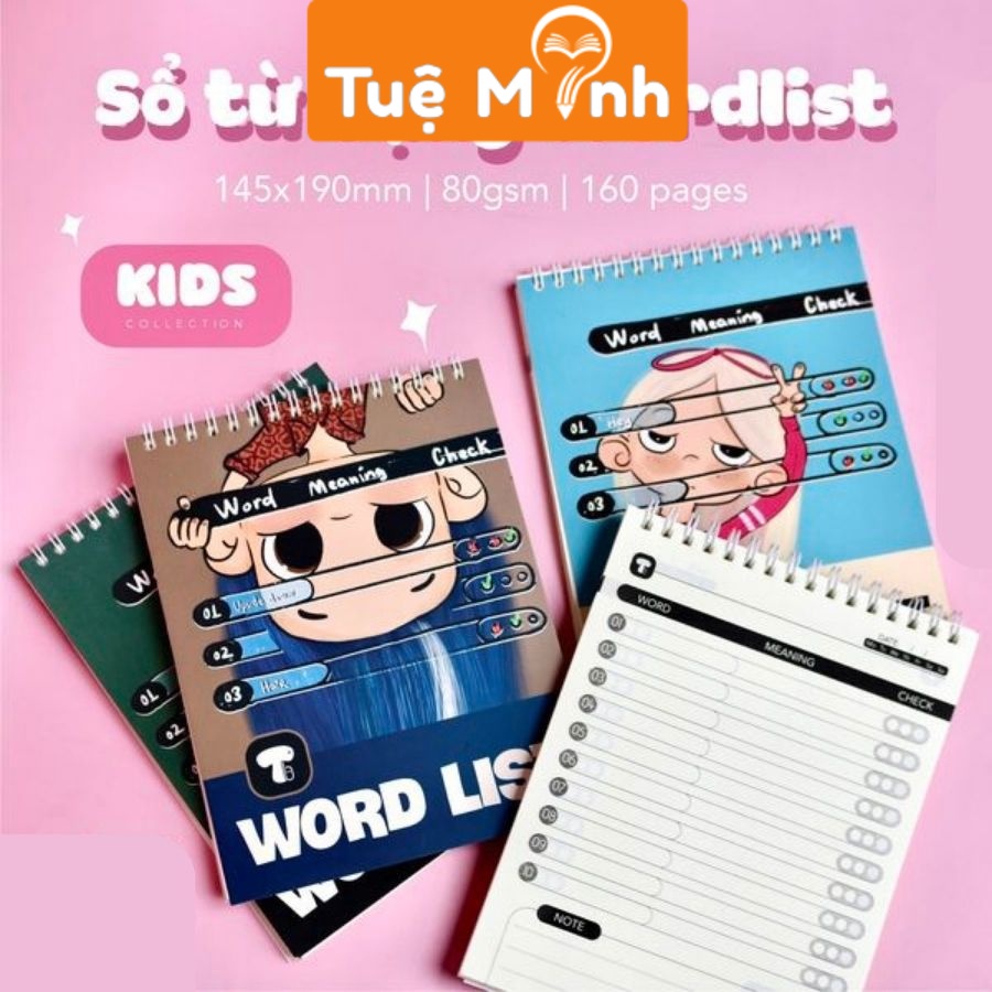 Sổ học từ vựng A5 word list TUBE, TB0008 sổ tay lò xo kép viết từ mới ...