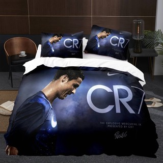 G13 Cristiano Ronaldo Bộ chăn ga gối 3in1 Ga trải giường Vỏ chăn phòng ngủ Có thể giặt thoải mái Bộ đồ gia đình G13