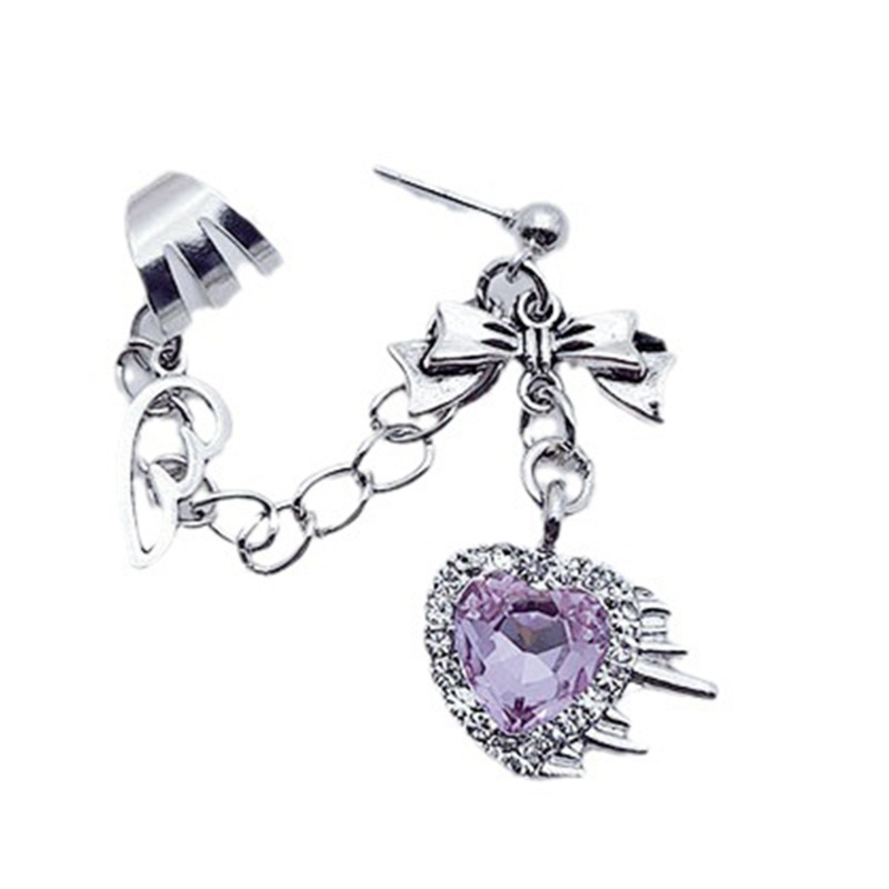 Bông Tai Trái Tim Dây Xích Phong Cách Punk Gothic Zircon cho Nữ