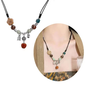BTF Handmade Gốm Giọt Nước Choker Bohemian Phong Cách Dân Tộc Vòng Cổ Hạt Gốm
