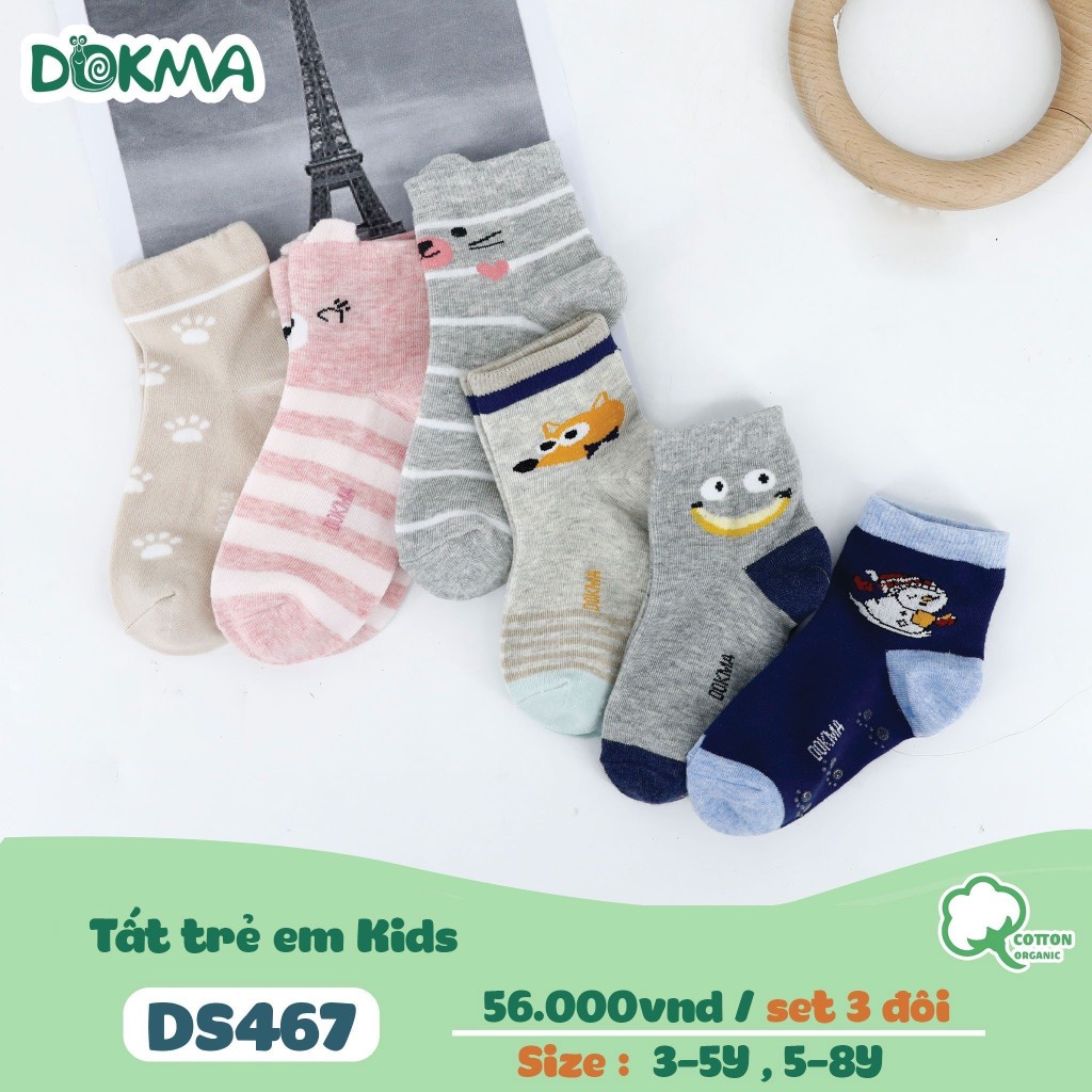 (3-8Y) Set 3 Đôi Tất Đồng Màu Cổ Cao, Cổ Thấp Bé Trai, Bé Gái DS467 DS476 DS665 DS766 DS767 DS768