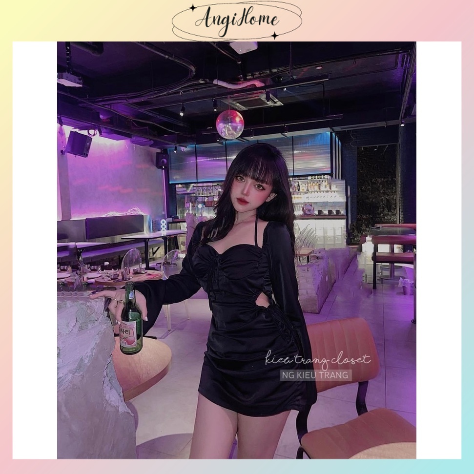 ĐẦM BODY ĐEN TD NHÚN RÚT KHOÉT EO ANGI HOME