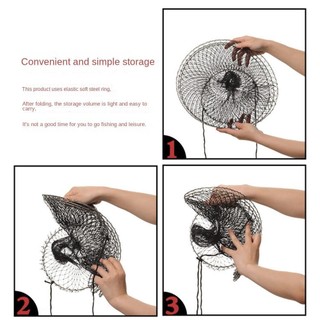 FANGHUI Lồng Cá Dính Màu Đen, Dệt Vòng Thép Mềm Dụng Cụ Câu Cá, Vòng Thép Nhẹ Giỏ Câu Cá Và Bảo Vệ Câu Cá