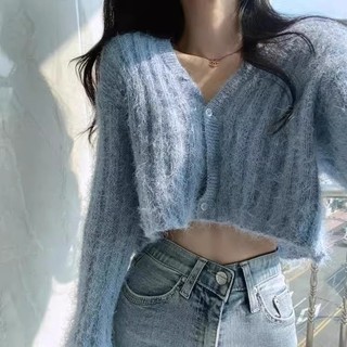 Áo Len Tay Dài Cổ Chữ v Phong Cách Hàn Quốc Thời Trang Thu Đông Mới áo len croptop áo sweater