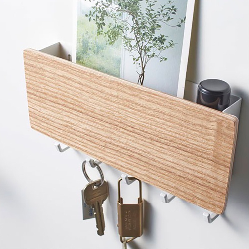 Lối vào Lối vào Giá đỡ chìa khóa treo tường Móc khóa không thủng Móc chìa khóa Móc treo đồ lặt vặt bằng gỗ đa chức năng Giá lưu trữ phía sau cửa