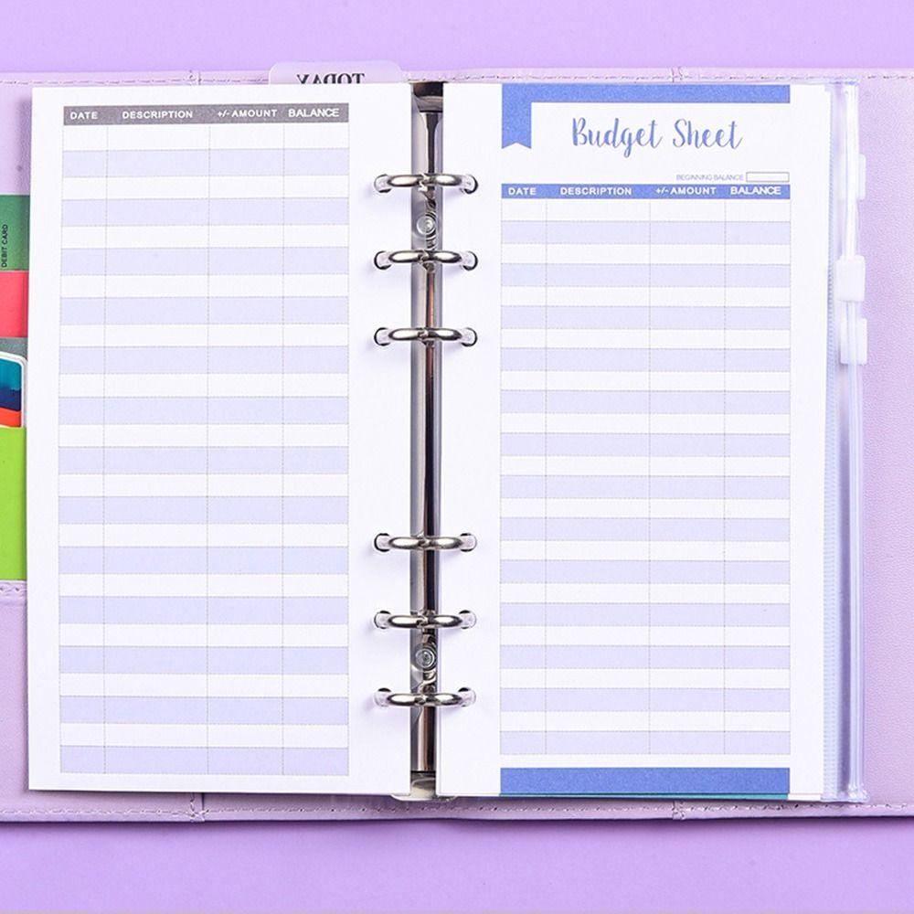 THFENG Người Tổ Chức Tiền Mặt, A6 Lập Ngân Sách Binder, Tiết Kiệm Tiền Có Dây Kéo Phong Bì Tiền Mặt Tờ Chi Tiết Da PU Chất Kết Dính Nam Nữ