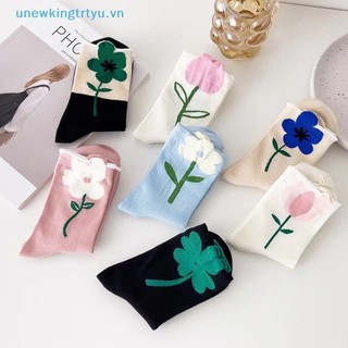 Unewtyu 1 Đôi Tất Cổ Trung Thoáng Khí In Họa Tiết Hoạt Hình Đáng Yêu Cho Nữ vn