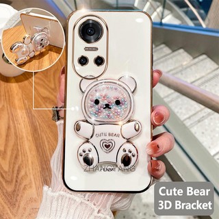 ốp lưng oppo reno 10 reno 10 pro Ốp Điện Thoại tpu Dẻo Mạ Màu 3D In Hình Gấu Nhỏ Đáng Yêu Có Giá Đỡ Cho oppo reno 10 reno 10 pro