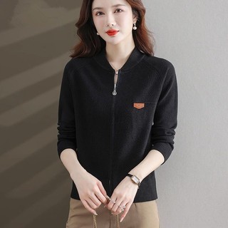 Áo Khoác cardigan Dệt Kim Tay Dài Cổ Đứng Có Khóa Kéo Phong Cách Phương Tây Thời Trang Mùa Thu 2023 Cho Nữ