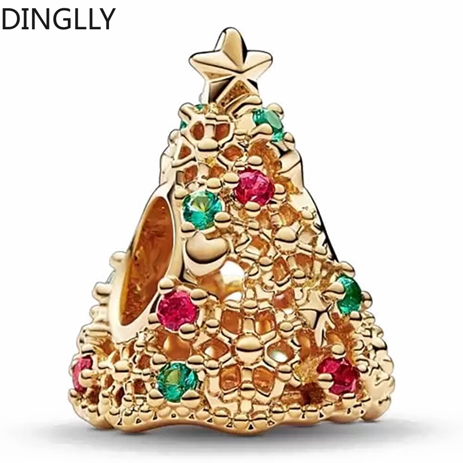 Ong Vàng Và Cây Giáng Sinh Đính Hạt Hoa Hồng Vàng Dream Catcher Charm Trang Sức Làm Hợp Kim Phụ Kiện