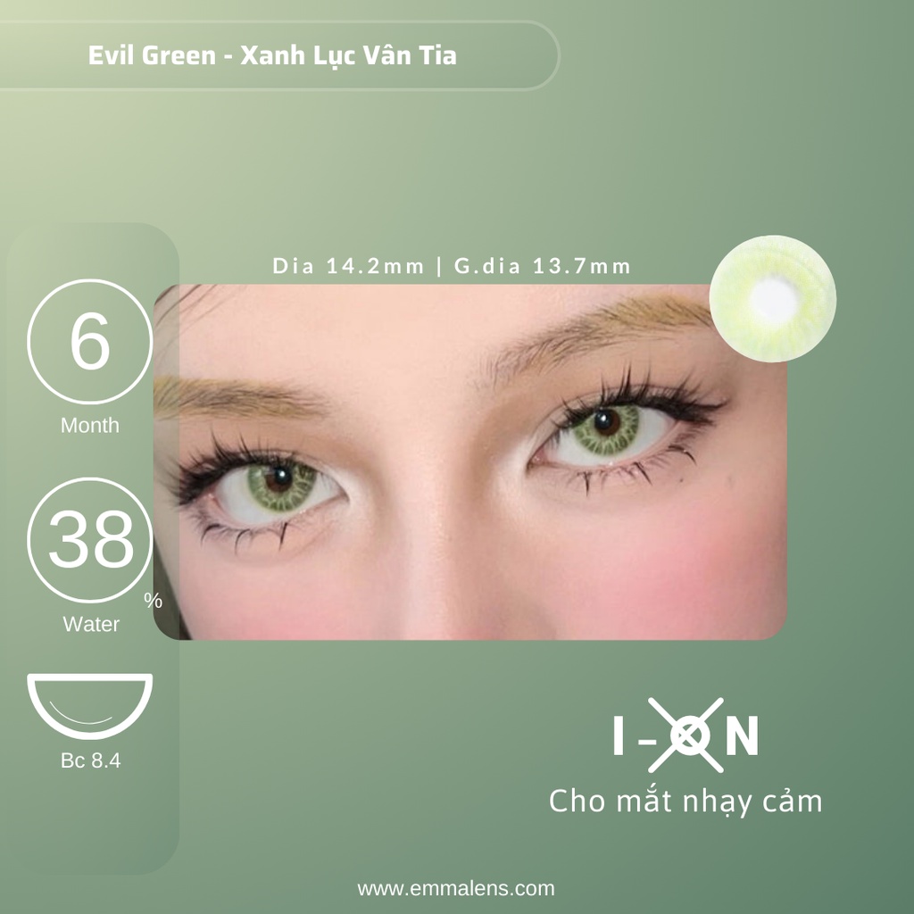 Kính Áp Tròng Evil Green | Lens Xanh Tây Giãn | Emma Lens