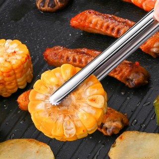 BAMBOOB 2 chiếc Kẹp bánh mì, Dụng cụ nấu ăn Kẹp nướng bằng thép không gỉ 304, Đồ dùng cắm trại Đa chức năng Kẹp thực phẩm kéo dài bằng bạc Tiện ích nhà bếp