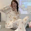 Bộ Đồ Ngủ cotton Tay Dài Màu Trơn Có Thể Mặc Ở Ngoài Và Ở Nhà Cho Nữ