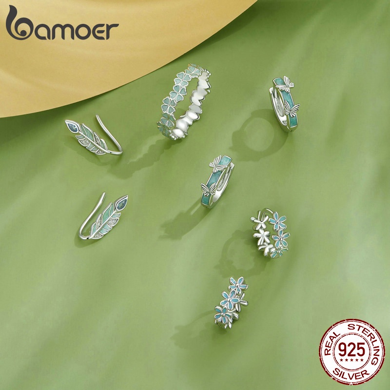 Bamoer Bông Tai Bạc 925 Hình Hoa Bướm Xinh Xắn