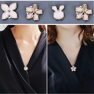 Nút Nam Châm Kim Loại Hình Hoa Trà Đính Ngọc Trai Giả / Kim Cương Giả / Khóa Cài Quần Áo diy Thời Trang Ngăn Chặn Bệnh Thủ Công ac
