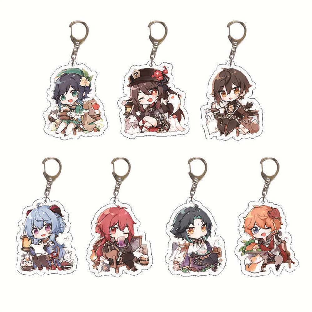 Móc Khóa Bằng Acrylic Họa Tiết Hoạt Hình Anime Genshin Va Chạm Kunikushi Morax Kaeya Xiao Hu Tao Tartaglia