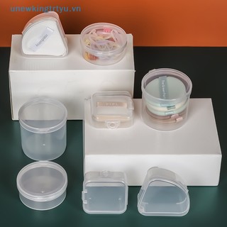 Unewtyu Hộp Nhựa Trong Suốt Đựng Mút Trang Điểm Hình Tam Giác / Tròn / Vuông Tiện Dụng