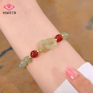 Vòng đeo tay HWETR dạng chuỗi hạt may mắn phong cách cổ điển thời trang dành cho nữ