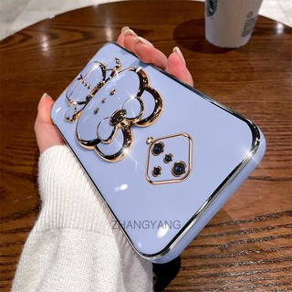 ốp lưng vivo s1 pro Ốp Điện Thoại TPU Silicon Mềm Mạ Điện Gắn Gương Trang Điểm Hình Thỏ 3D Cho vivo s1 pro