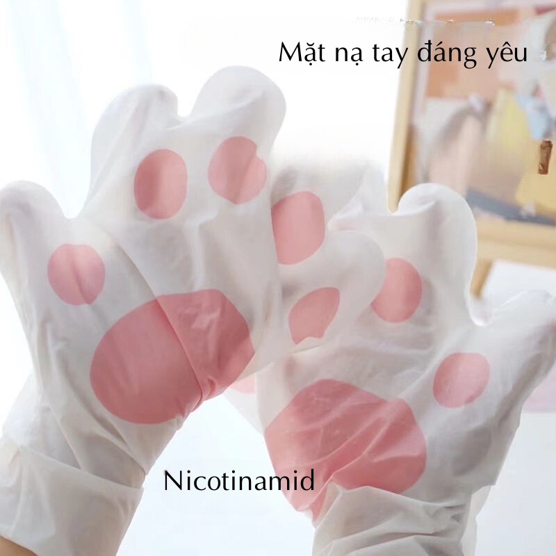 Mặt Nạ Ủ Tay Niacinamide VSEA Làm Trắng Da, Dưỡng Ẩm, Tẩy Tế Bào Chết, Chống Lão Hoá Phối Hợp Hoạ Tiết Chân Mèo Dễ Thươn