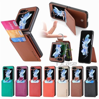 Bao Da Điện Thoại pc Cứng Dạng Ví Nắp Lật 3 Ngăn Đựng Thẻ Và Giá Đỡ Cho samsung galaxy z flip 5 z flip 4 z flip Ốp